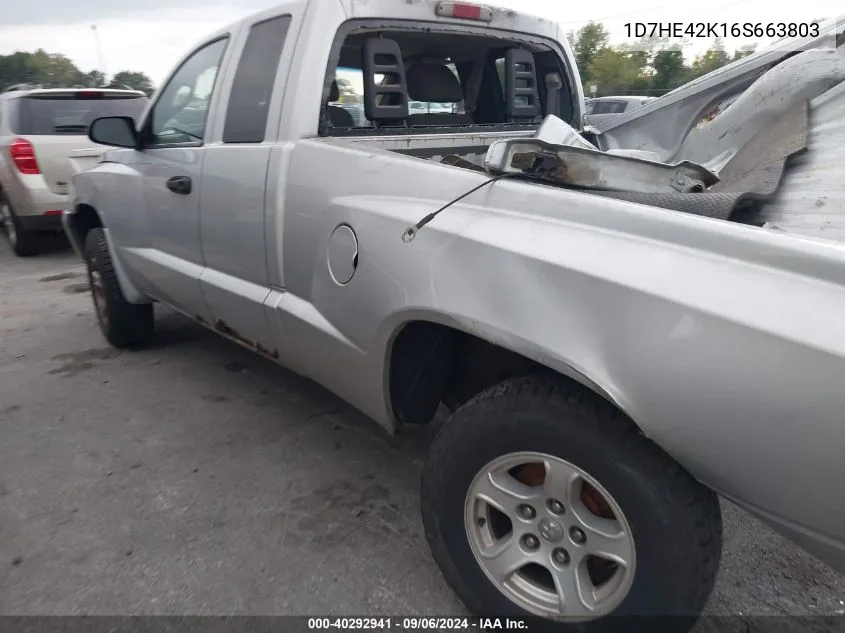 2006 Dodge Dakota Slt VIN: 1D7HE42K16S663803 Lot: 40292941