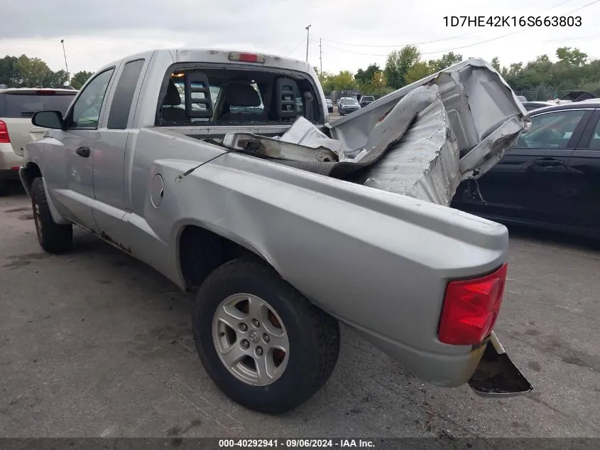 2006 Dodge Dakota Slt VIN: 1D7HE42K16S663803 Lot: 40292941