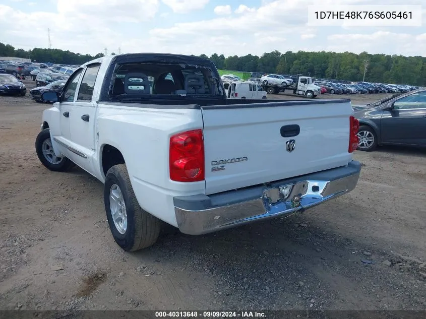 2006 Dodge Dakota Slt VIN: 1D7HE48K76S605461 Lot: 40313648