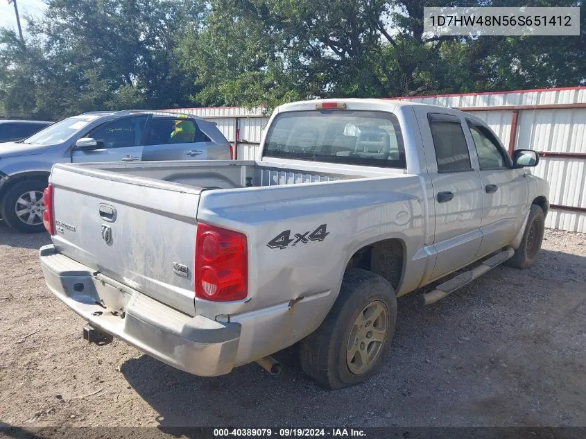 2006 Dodge Dakota Slt VIN: 1D7HW48N56S651412 Lot: 40389079