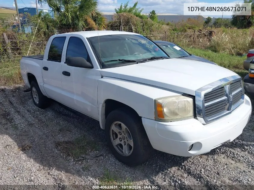 2006 Dodge Dakota Slt VIN: 1D7HE48N26S671071 Lot: 40633631