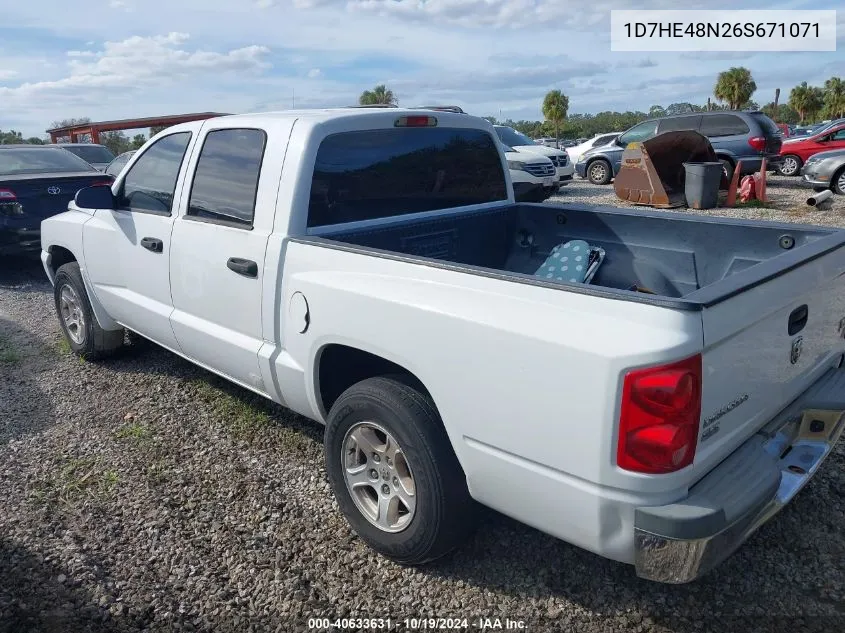 2006 Dodge Dakota Slt VIN: 1D7HE48N26S671071 Lot: 40633631