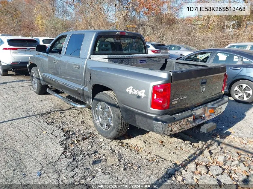 2006 Dodge Dakota Quad Laramie VIN: 1D7HE58K26S513468 Lot: 40752526