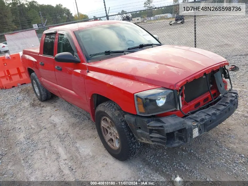 2006 Dodge Dakota Slt VIN: 1D7HE48N26S598736 Lot: 40810180