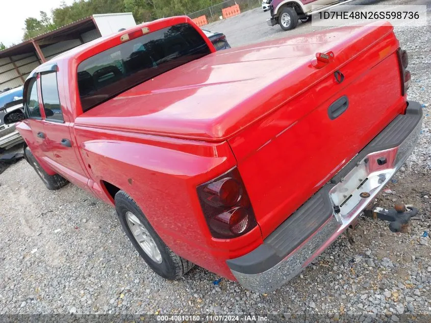 2006 Dodge Dakota Slt VIN: 1D7HE48N26S598736 Lot: 40810180