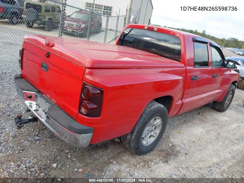 2006 Dodge Dakota Slt VIN: 1D7HE48N26S598736 Lot: 40810180