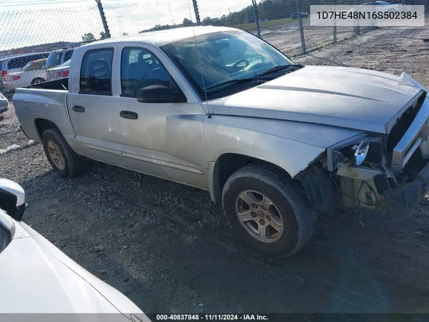 2006 Dodge Dakota Slt VIN: 1D7HE48N16S502384 Lot: 40837848