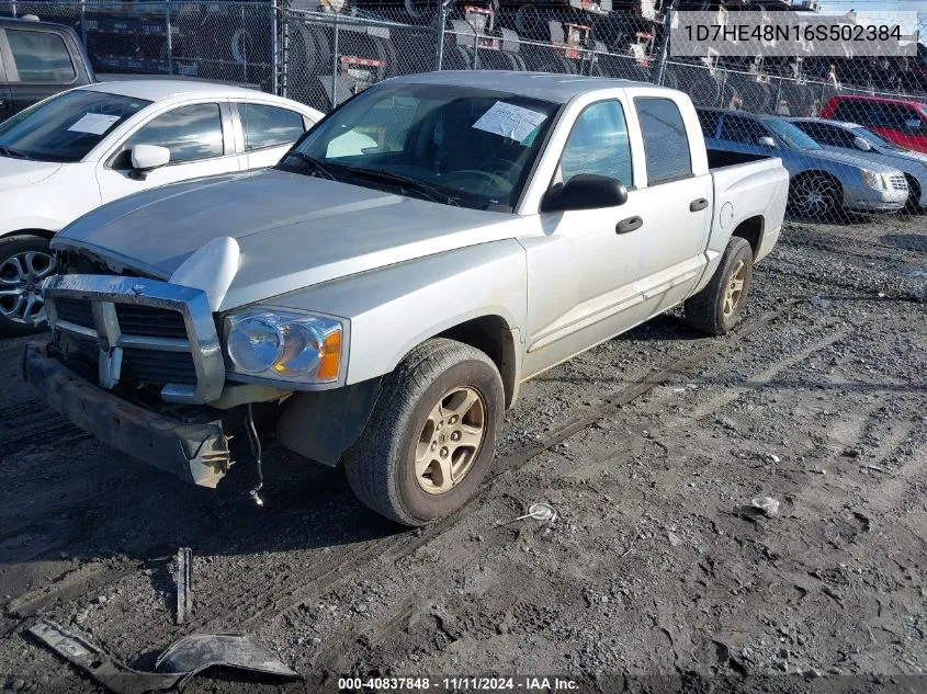 2006 Dodge Dakota Slt VIN: 1D7HE48N16S502384 Lot: 40837848