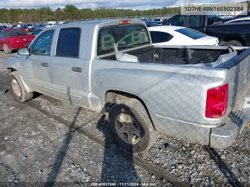 2006 Dodge Dakota Slt VIN: 1D7HE48N16S502384 Lot: 40837848