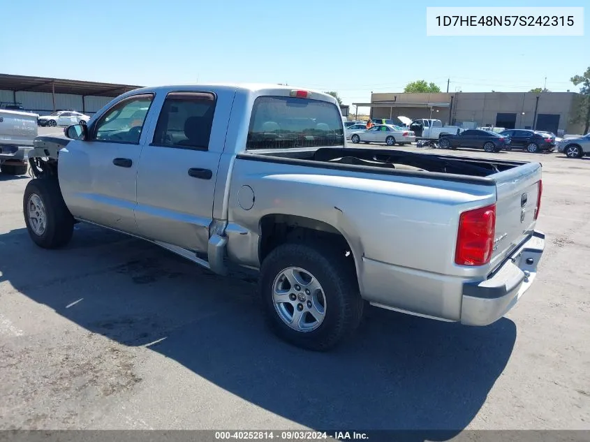 2007 Dodge Dakota Slt VIN: 1D7HE48N57S242315 Lot: 40252814