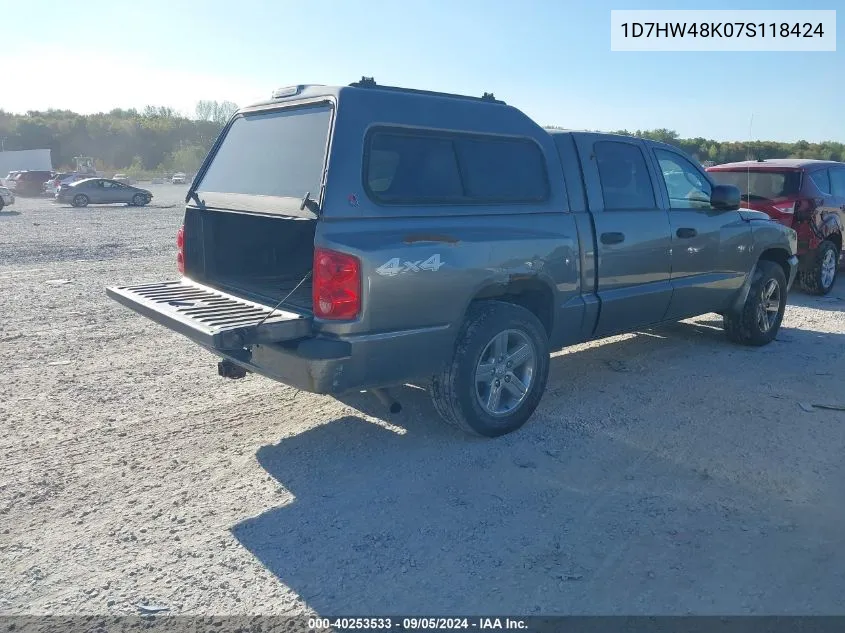 2007 Dodge Dakota Slt VIN: 1D7HW48K07S118424 Lot: 40253533