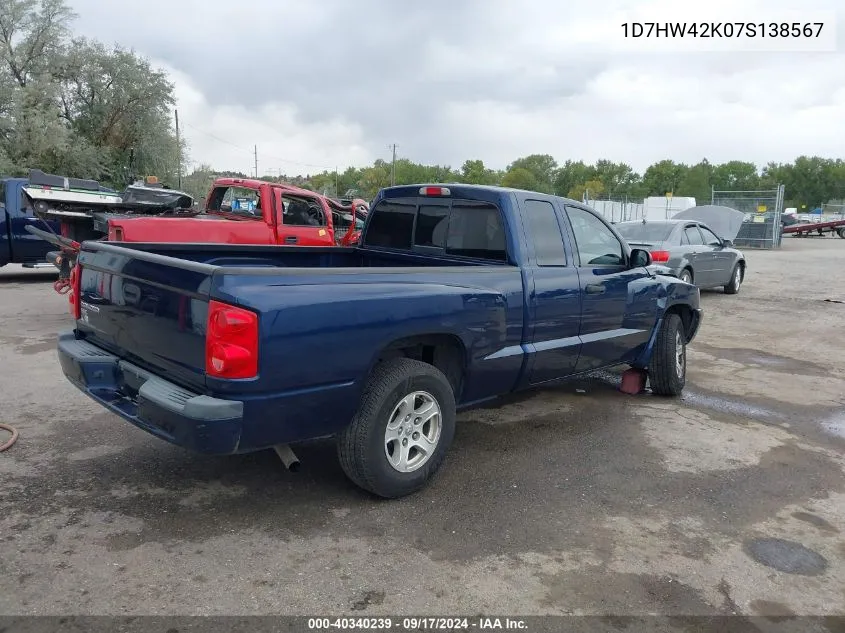 2007 Dodge Dakota Slt VIN: 1D7HW42K07S138567 Lot: 40340239