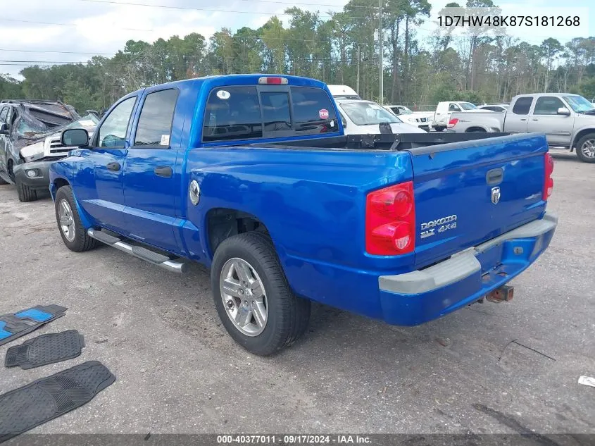 2007 Dodge Dakota Slt VIN: 1D7HW48K87S181268 Lot: 40377011