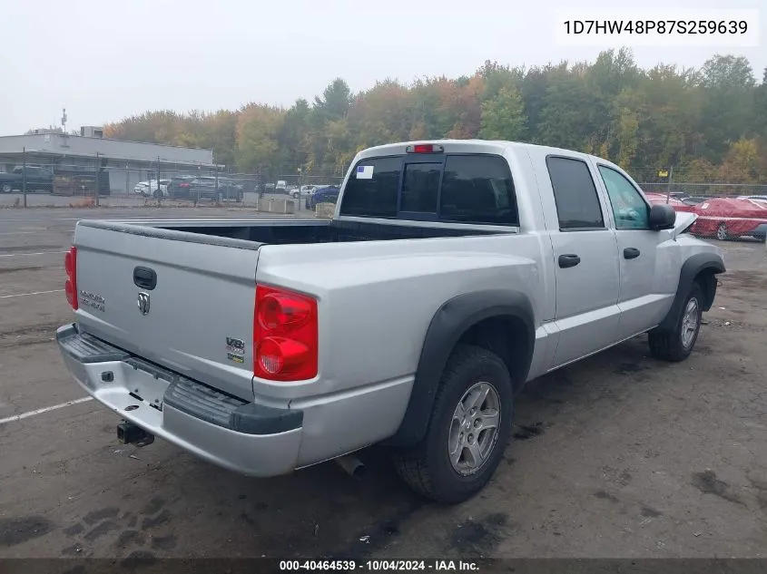 2007 Dodge Dakota Slt VIN: 1D7HW48P87S259639 Lot: 40464539