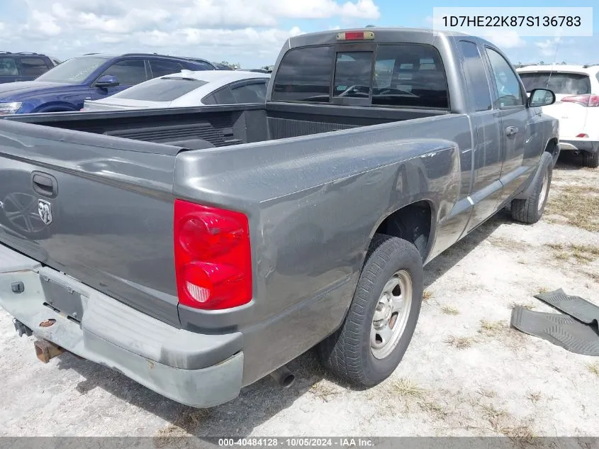 1D7HE22K87S136783 2007 Dodge Dakota St