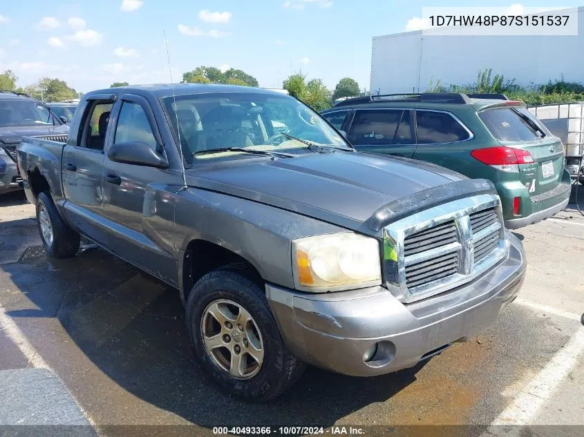 2007 Dodge Dakota Quad Slt VIN: 1D7HW48P87S151537 Lot: 40493366