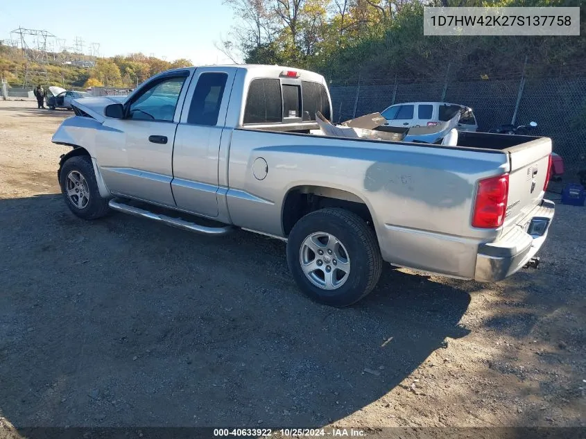 2007 Dodge Dakota Slt VIN: 1D7HW42K27S137758 Lot: 40633922