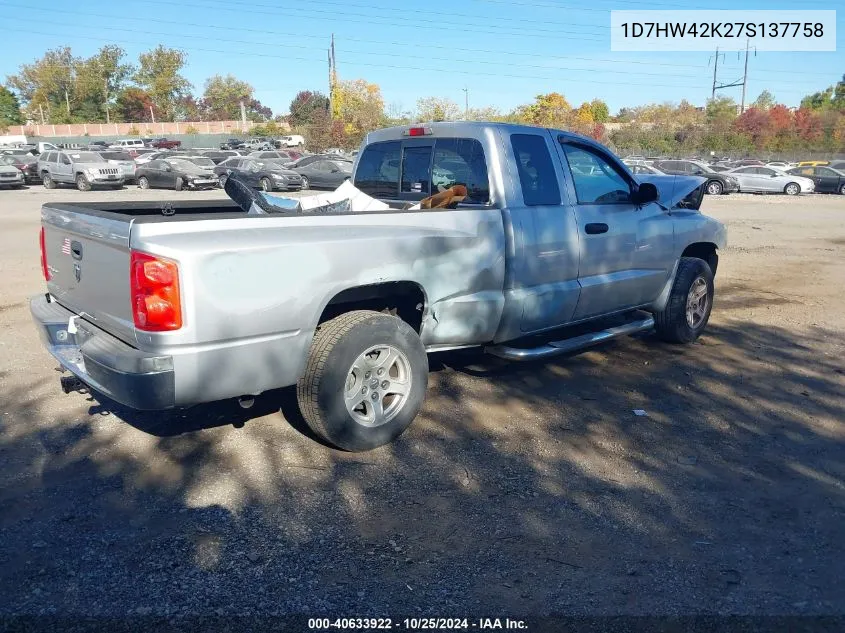 2007 Dodge Dakota Slt VIN: 1D7HW42K27S137758 Lot: 40633922