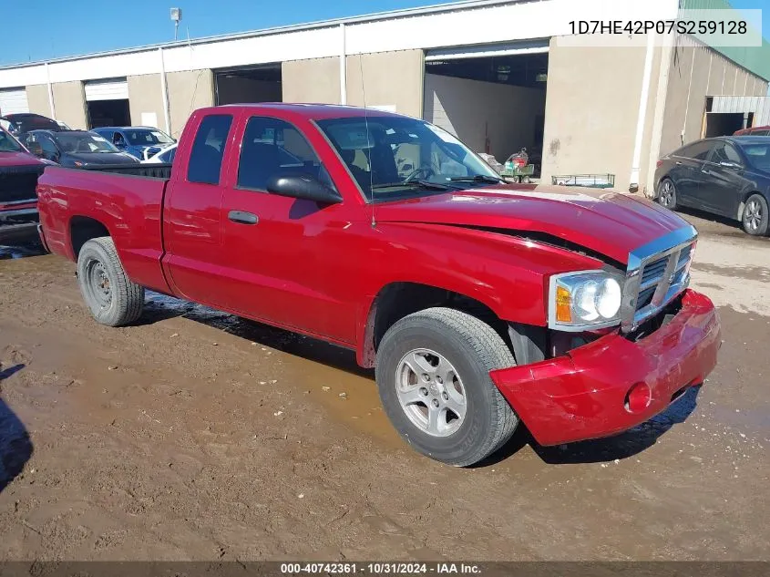 2007 Dodge Dakota Slt VIN: 1D7HE42P07S259128 Lot: 40742361