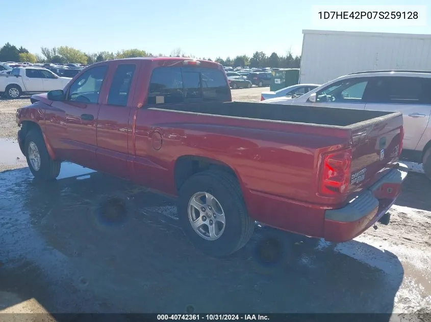 2007 Dodge Dakota Slt VIN: 1D7HE42P07S259128 Lot: 40742361