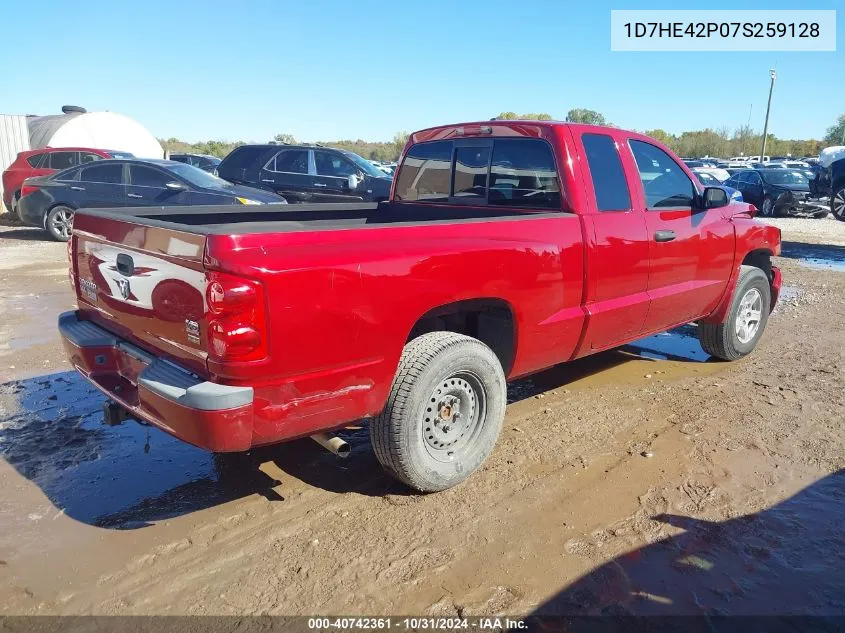 2007 Dodge Dakota Slt VIN: 1D7HE42P07S259128 Lot: 40742361