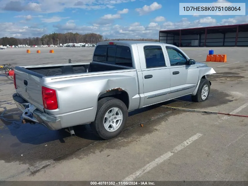 2007 Dodge Dakota VIN: 1D7HES8K075108064 Lot: 40781352