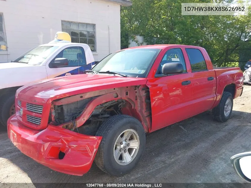 2008 Dodge Dakota Sxt VIN: 1D7HW38KX8S626962 Lot: 12047768