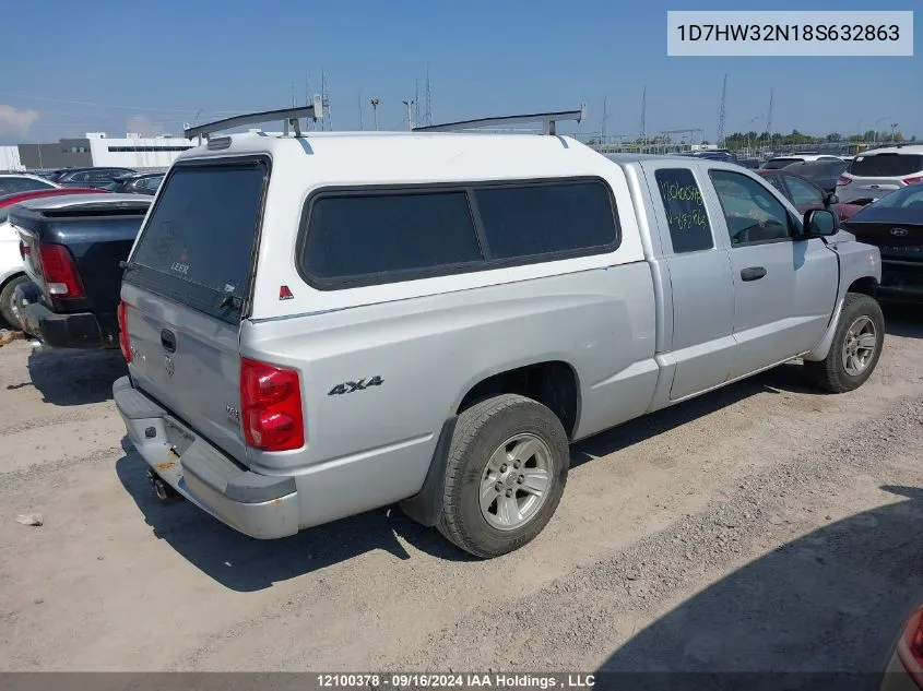 2008 Dodge Dakota Sxt VIN: 1D7HW32N18S632863 Lot: 12100378