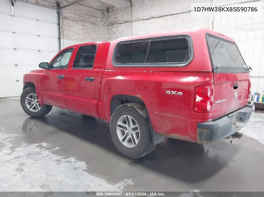 2008 Dodge Dakota Sxt/Bighorn/Lonestar VIN: 1D7HW38KX8S590786 Lot: 39984507