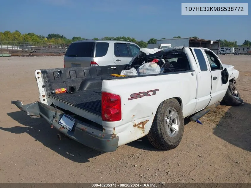 2008 Dodge Dakota Sxt/Bighorn/Lonestar VIN: 1D7HE32K98S538772 Lot: 40205373