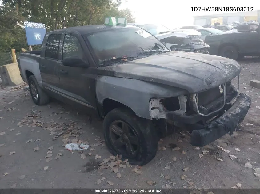 2008 Dodge Dakota Quad Laramie VIN: 1D7HW58N18S603012 Lot: 40326773