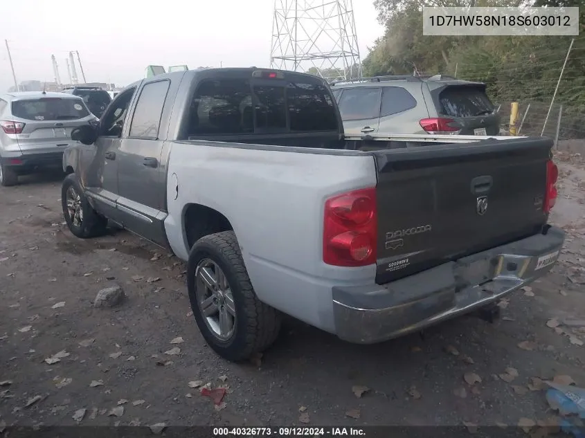 2008 Dodge Dakota Quad Laramie VIN: 1D7HW58N18S603012 Lot: 40326773