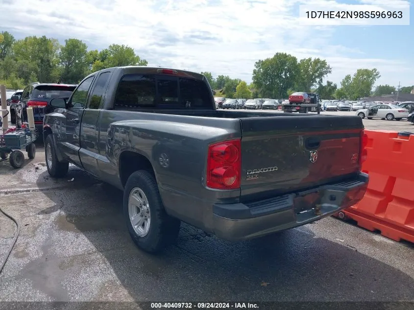 2008 Dodge Dakota Slt VIN: 1D7HE42N98S596963 Lot: 40409732