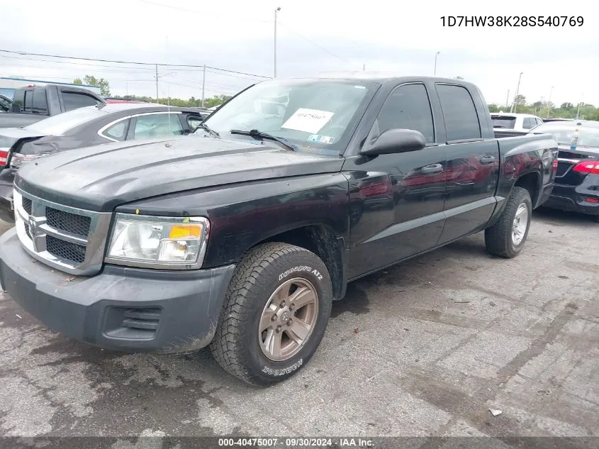 2008 Dodge Dakota Sxt/Bighorn/Lonestar VIN: 1D7HW38K28S540769 Lot: 40475007