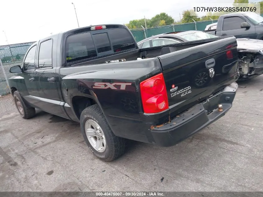 2008 Dodge Dakota Sxt/Bighorn/Lonestar VIN: 1D7HW38K28S540769 Lot: 40475007