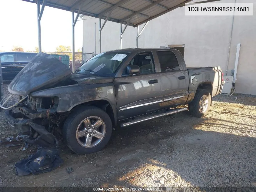 2008 Dodge Dakota Quad Laramie VIN: 1D3HW58N98S614681 Lot: 40622974