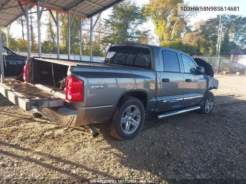 2008 Dodge Dakota Quad Laramie VIN: 1D3HW58N98S614681 Lot: 40622974