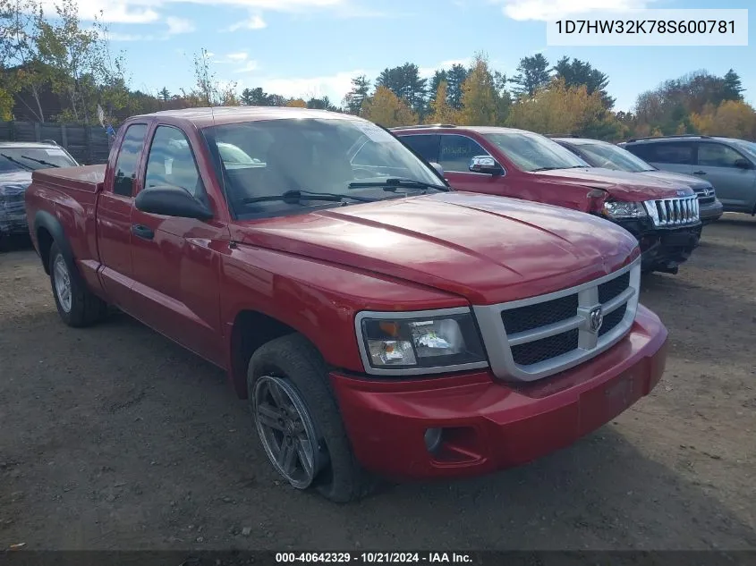 2008 Dodge Dakota Sxt/Bighorn/Lonestar VIN: 1D7HW32K78S600781 Lot: 40642329