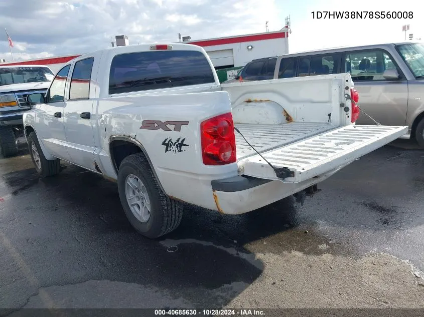 2008 Dodge Dakota Sxt VIN: 1D7HW38N78S560008 Lot: 40685630