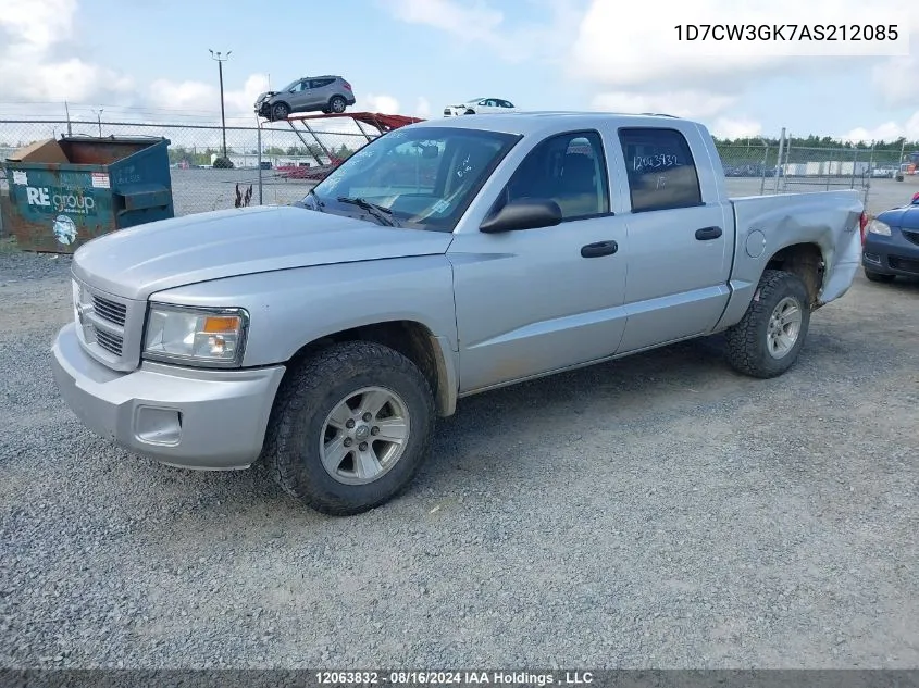 2010 Dodge Dakota Sxt VIN: 1D7CW3GK7AS212085 Lot: 12063832