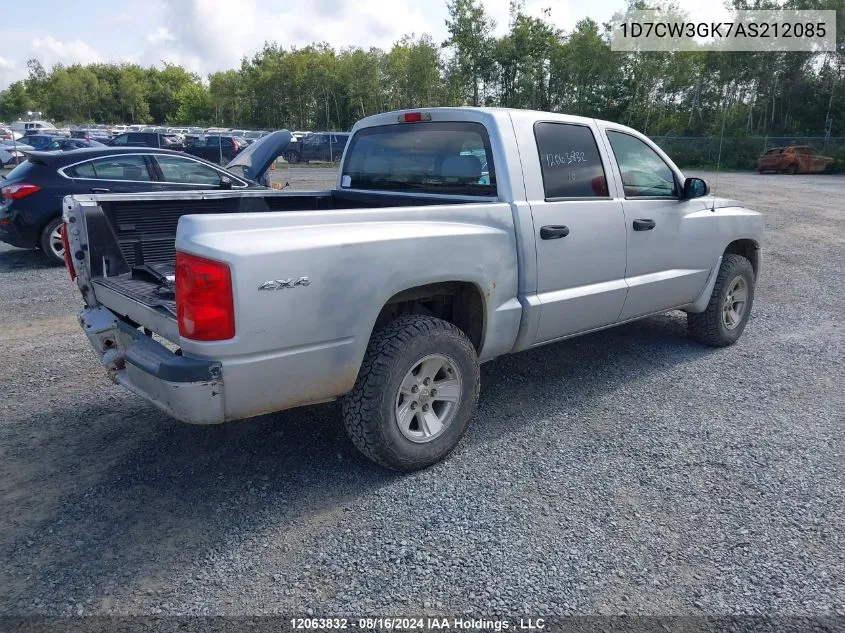 2010 Dodge Dakota Sxt VIN: 1D7CW3GK7AS212085 Lot: 12063832