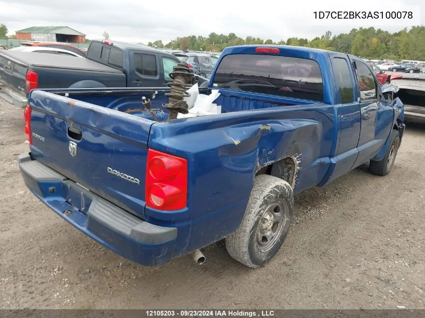 2010 Dodge Dakota St VIN: 1D7CE2BK3AS100078 Lot: 12105203