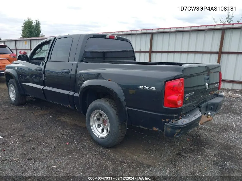 2010 Dodge Dakota Sxt VIN: 1D7CW3GP4AS108181 Lot: 40347931