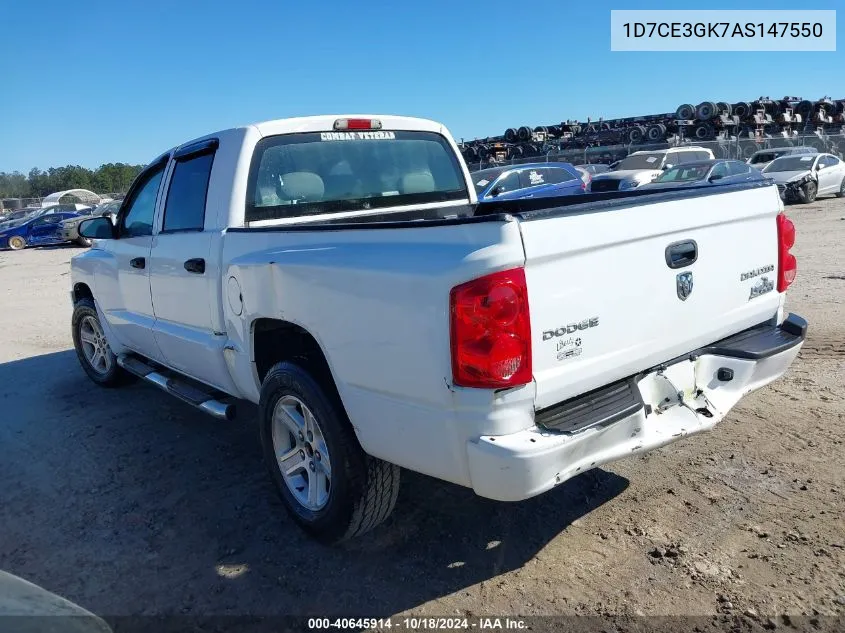 2010 Dodge Dakota Bighorn/Lonestar VIN: 1D7CE3GK7AS147550 Lot: 40645914