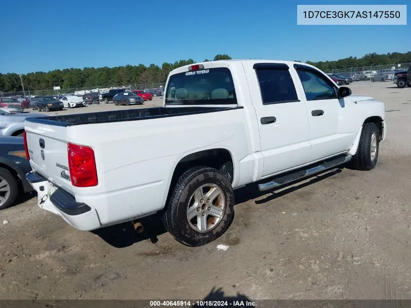 2010 Dodge Dakota Bighorn/Lonestar VIN: 1D7CE3GK7AS147550 Lot: 40645914