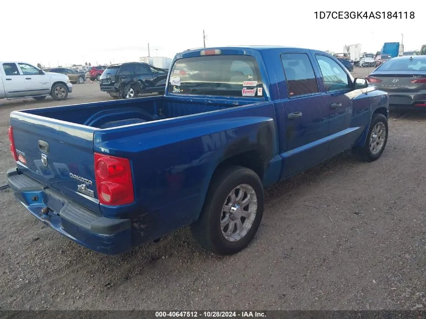 2010 Dodge Dakota Bighorn/Lonestar VIN: 1D7CE3GK4AS184118 Lot: 40647512