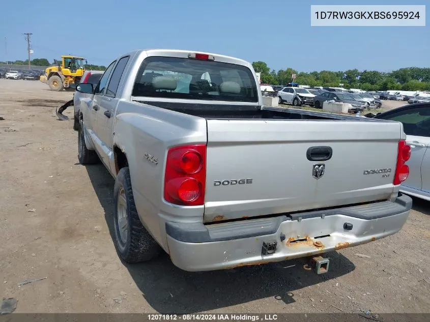 2011 Dodge Dakota Slt VIN: 1D7RW3GKXBS695924 Lot: 12071812