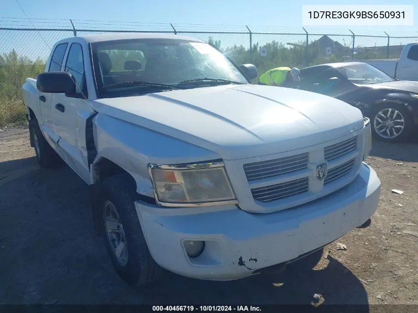 2011 Dodge Dakota Slt VIN: 1D7RE3GK9BS650931 Lot: 40456719