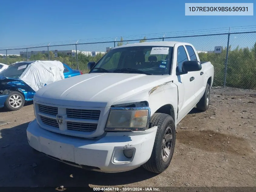 2011 Dodge Dakota Slt VIN: 1D7RE3GK9BS650931 Lot: 40456719