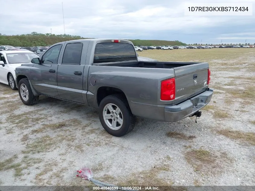 2011 Dodge Dakota Slt VIN: 1D7RE3GKXBS712434 Lot: 40540599